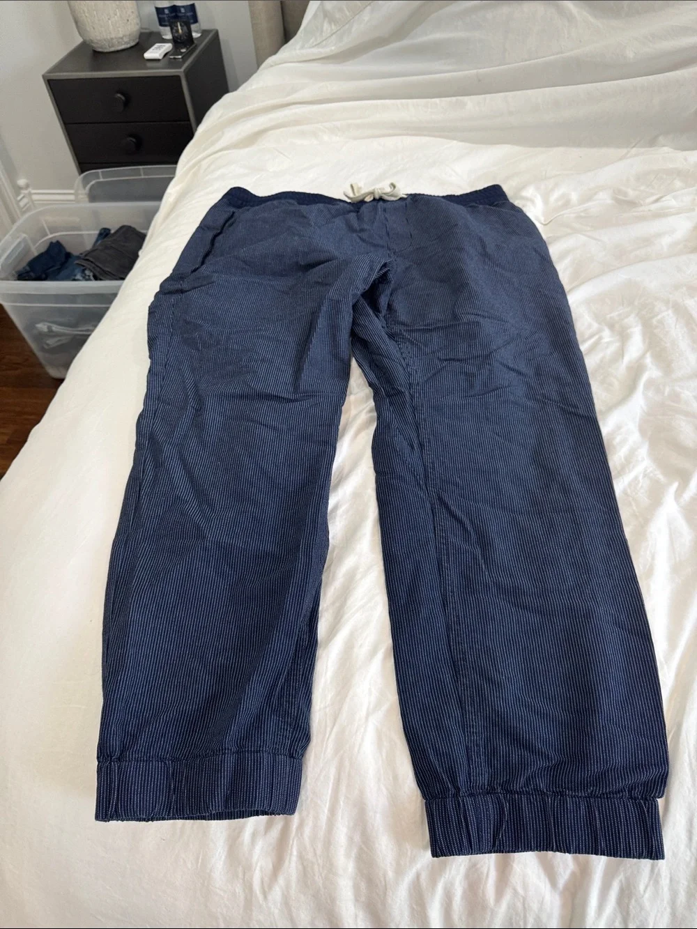 J. Crew Navy Pinstriped Drawstring Indigo Joggers